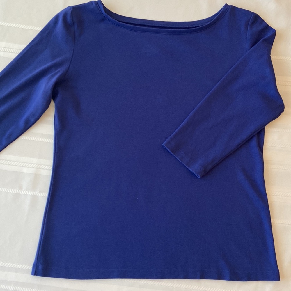 Talbots Quarter Sleeve Cobalt Blue Tee Shirt